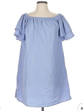 Purple Snow: women’s Light Blue Off-Shoulder Chambray Summer Dress size medium